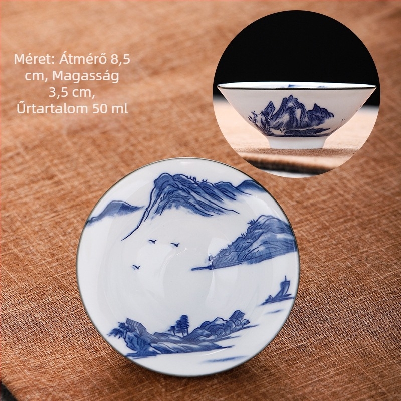 Kék és fehér porcelán teáscsésze kerámia kung fu kis teáscsésze egyetlen csésze mester csésze teáskészlet teáscsésze öltöny teáscsésze teáscsésze