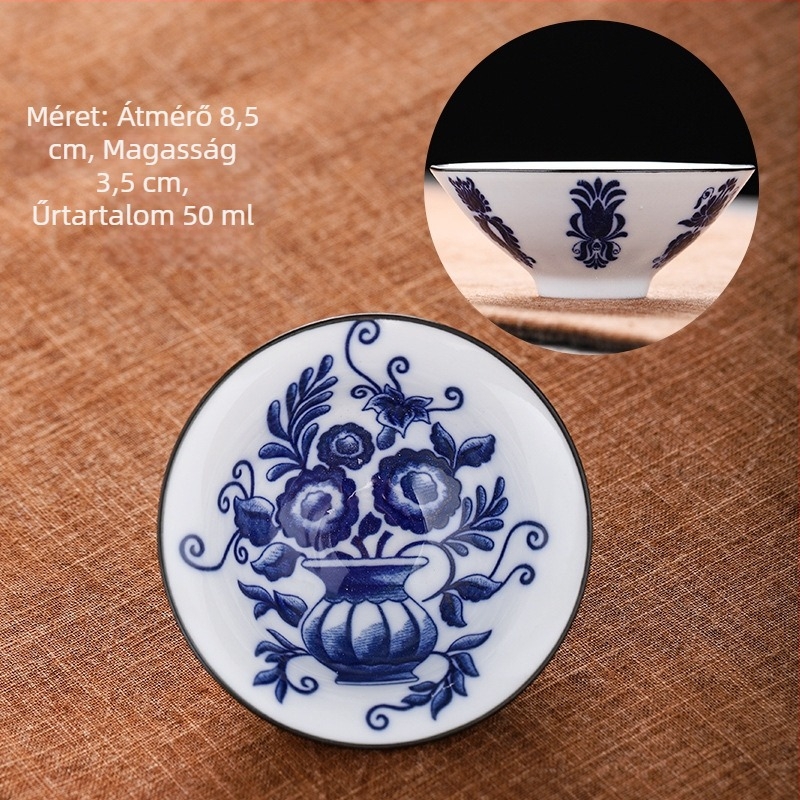 Kék és fehér porcelán teáscsésze kerámia kung fu kis teáscsésze egyetlen csésze mester csésze teáskészlet teáscsésze öltöny teáscsésze teáscsésze