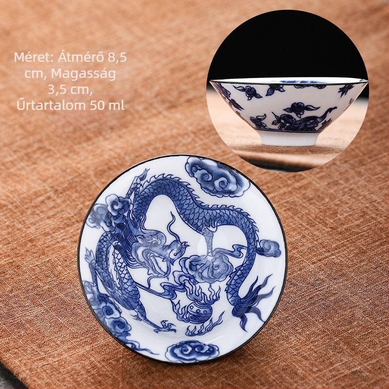 Kék és fehér porcelán teáscsésze kerámia kung fu kis teáscsésze egyetlen csésze mester csésze teáskészlet teáscsésze öltöny teáscsésze teáscsésze