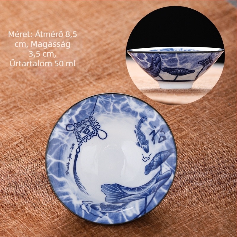 Kék és fehér porcelán teáscsésze kerámia kung fu kis teáscsésze egyetlen csésze mester csésze teáskészlet teáscsésze öltöny teáscsésze teáscsésze