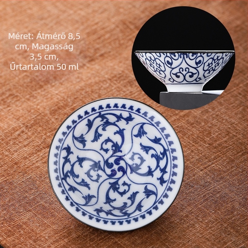 Kék és fehér porcelán teáscsésze kerámia kung fu kis teáscsésze egyetlen csésze mester csésze teáskészlet teáscsésze öltöny teáscsésze teáscsésze