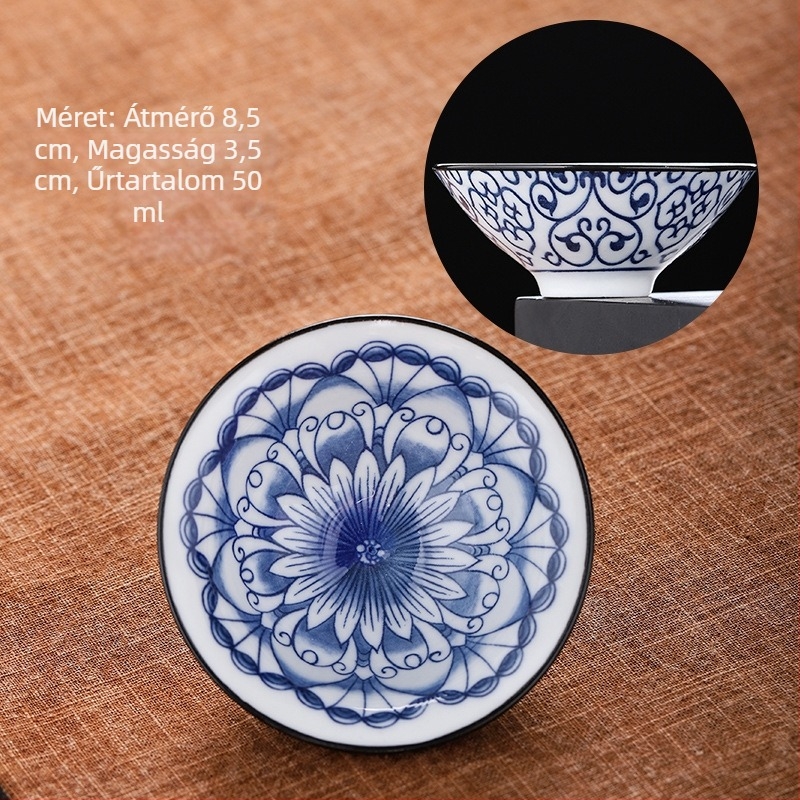 Kék és fehér porcelán teáscsésze kerámia kung fu kis teáscsésze egyetlen csésze mester csésze teáskészlet teáscsésze öltöny teáscsésze teáscsésze
