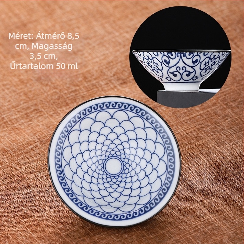 Kék és fehér porcelán teáscsésze kerámia kung fu kis teáscsésze egyetlen csésze mester csésze teáskészlet teáscsésze öltöny teáscsésze teáscsésze