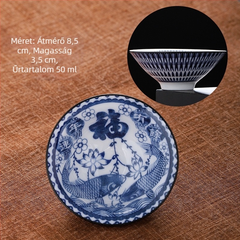 Kék és fehér porcelán teáscsésze kerámia kung fu kis teáscsésze egyetlen csésze mester csésze teáskészlet teáscsésze öltöny teáscsésze teáscsésze