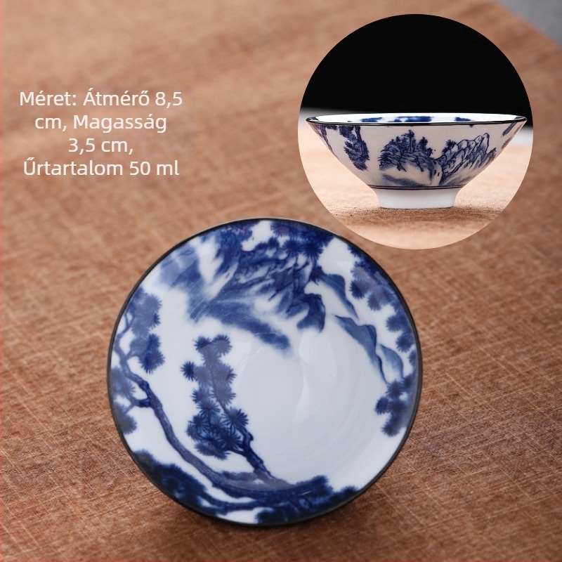 Kék és fehér porcelán teáscsésze kerámia kung fu kis teáscsésze egyetlen csésze mester csésze teáskészlet teáscsésze öltöny teáscsésze teáscsésze