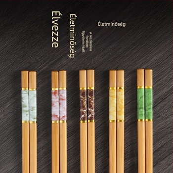 Természetes bambuszból készült, kiváló minőségű bambusz evőpálcika háztartási használatra, penészálló, antibakteriális, magas hőmérsékletnek ellenálló, festékmentes, viaszmentes, csúszásmentes, ötszínű étkezésmegosztó evőpálcika