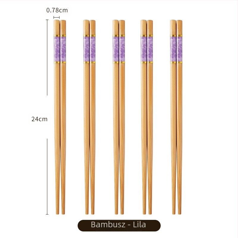 Természetes bambuszból készült, kiváló minőségű bambusz evőpálcika háztartási használatra, penészálló, antibakteriális, magas hőmérsékletnek ellenálló, festékmentes, viaszmentes, csúszásmentes, ötszínű étkezésmegosztó evőpálcika