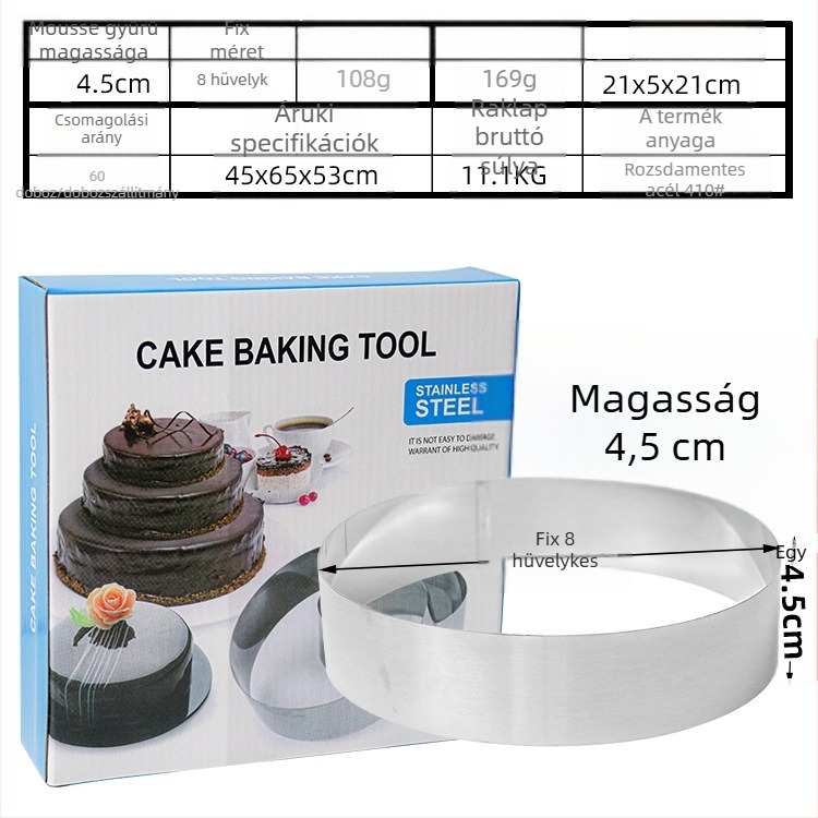 Ha rozsdamentes acélból készült mousse kört, kereket, kézzel állítható torta kör tortaformát keresel, DIY több alakú szívet