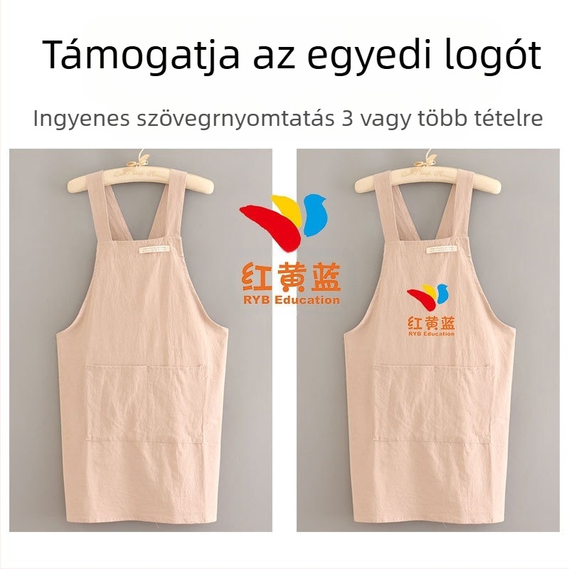 Új stílusú egyszerű vászon kötény konyhai háztartási főzés lélegző olajálló női derék munka virágos munkaruha