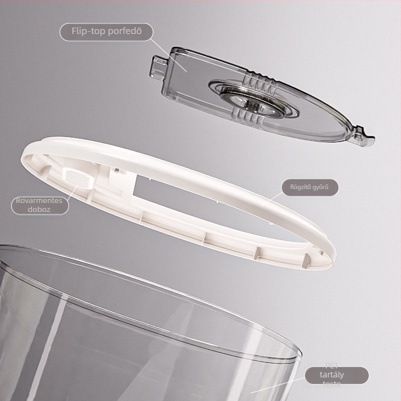 Háztartási rizsvödör, lezárt, rovarbiztos, nedvességálló, élelmiszeripari minőségű rizstároló doboz, konyhai rizsüveg, liszttároló tartály, egyéb gabonavödör