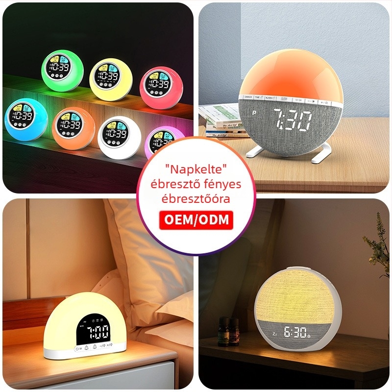Határokon átnyúló Amazon Story Quad Clock Mute Világító LED Színes Színváltós Elektronikus Ébresztőóra Frissítés Prémium