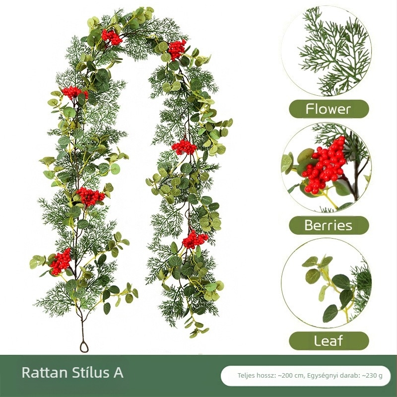 Határokon átnyúló mesterséges szimuláció rattan fenyőciprus piros gyümölcsdekoráció zöld növény szőlő lakberendezés ünnepi dekoráció szimuláció rattan