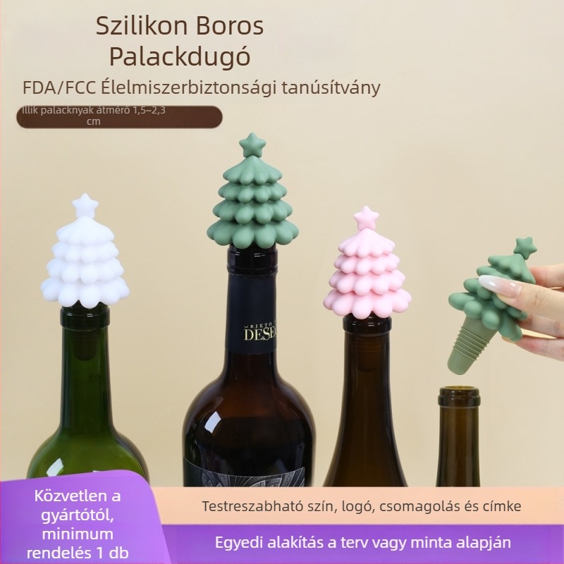 Szilikon palackdugó karácsonyfa vörösbor dugó háztartási bor vörösbor tartósítás szivárgásmentes dugó lezárt boros palack kupak határokon átnyúló