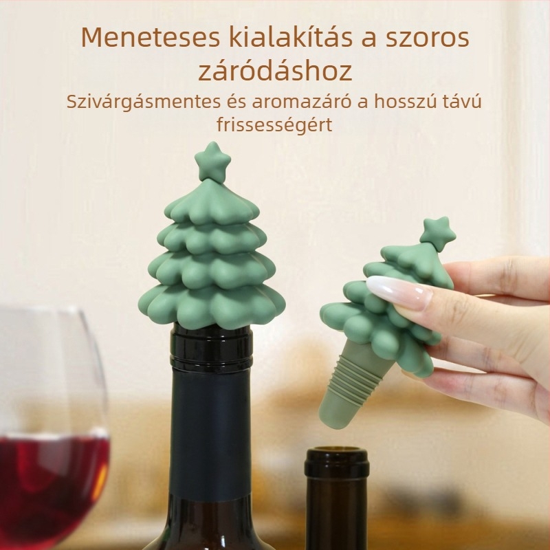 Szilikon palackdugó karácsonyfa vörösbor dugó háztartási bor vörösbor tartósítás szivárgásmentes dugó lezárt boros palack kupak határokon átnyúló