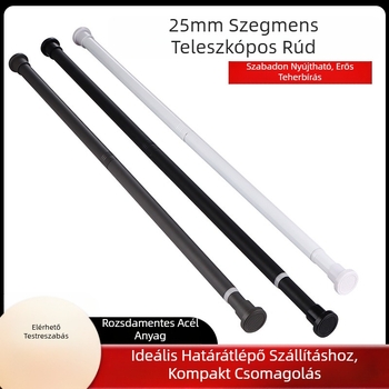 25 mm-es rozsdamentes acél ütésmentes zuhanyfüggöny, multifunkcionális teleszkópos rúd, fürdőszobai függönyrúd, zuhanyfüggöny, ajtófüggöny-tartórúd