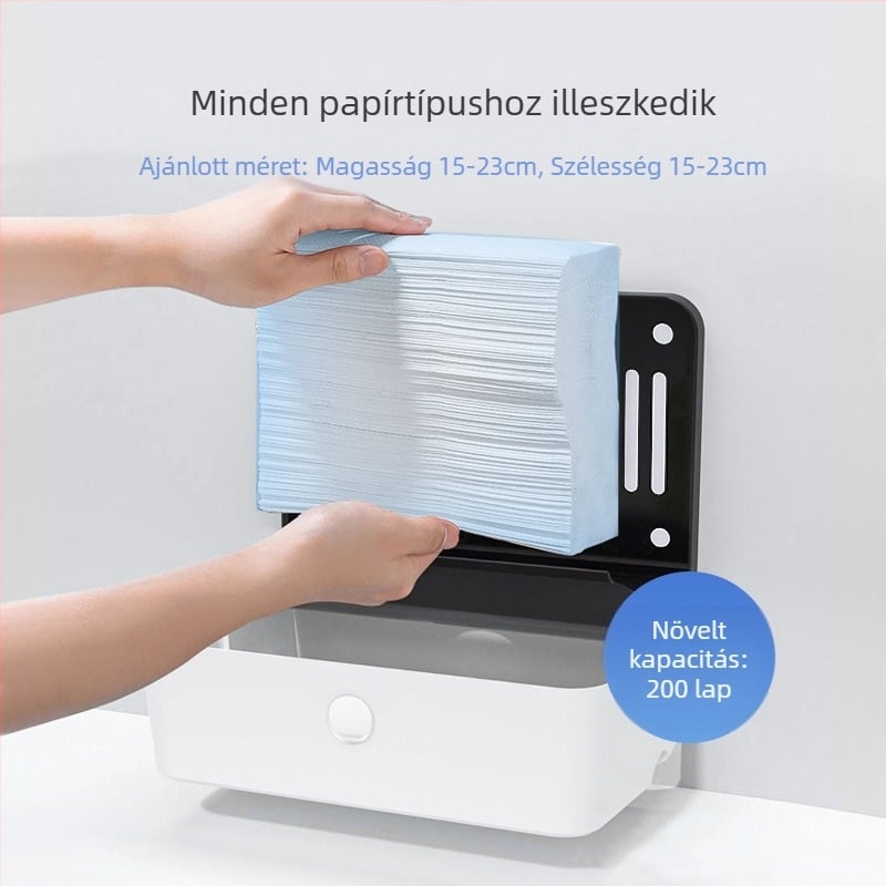 Kéztörlőtartó, falra szerelhető, lyukasztásmentes szállodai WC, kereskedelmi kézszárító doboz, papírzsebkendőtartó, vízálló konyhai használatra
