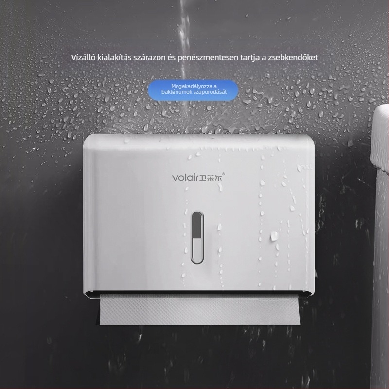 Kéztörlőtartó, falra szerelhető, lyukasztásmentes szállodai WC, kereskedelmi kézszárító doboz, papírzsebkendőtartó, vízálló konyhai használatra