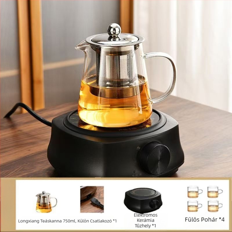 Magas hőmérsékletnek ellenálló üveg teáskanna szűrő teáskanna tea vízelválasztó csésze teáskészlet öltöny sütőbe forró teáskanna elektromos kerámia tűzhellyel