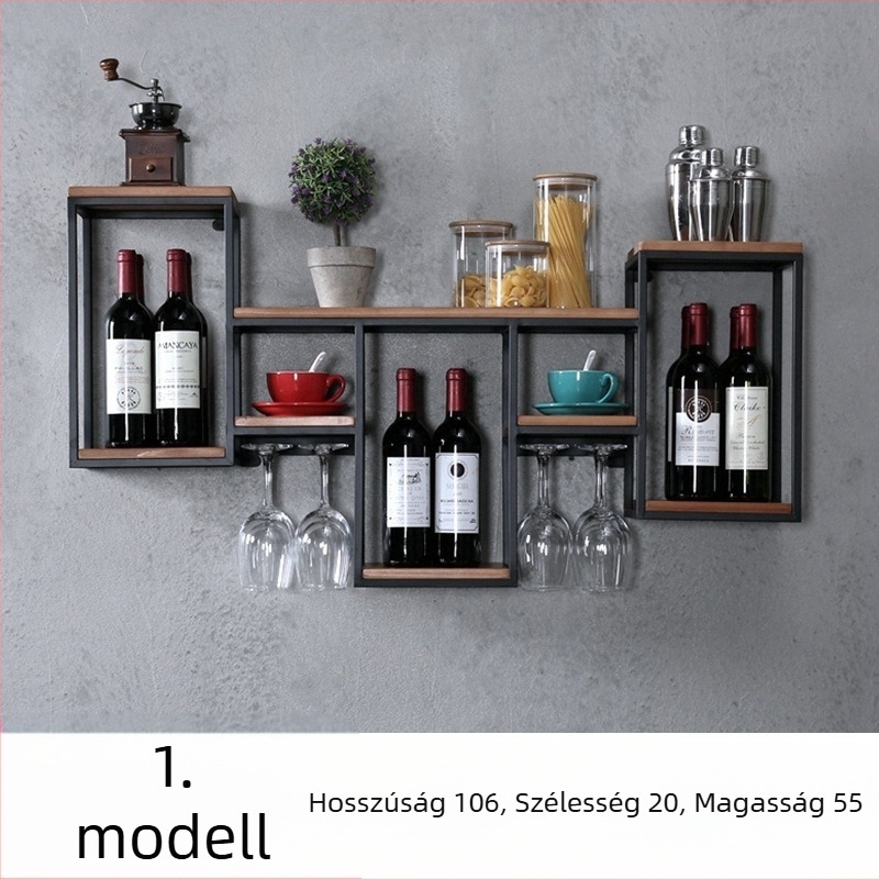 Európai stílusú kovácsoltvas tömörfa bortartó tároló állvány falra akasztható vörösbortartó kreatív éttermi dekoráció fali borszekrény borospohártartó