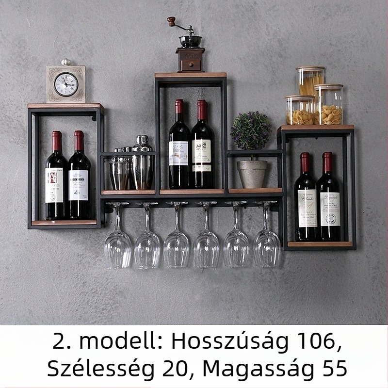 Európai stílusú kovácsoltvas tömörfa bortartó tároló állvány falra akasztható vörösbortartó kreatív éttermi dekoráció fali borszekrény borospohártartó