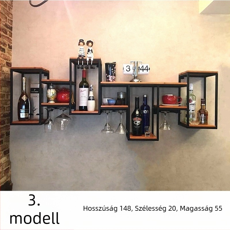 Európai stílusú kovácsoltvas tömörfa bortartó tároló állvány falra akasztható vörösbortartó kreatív éttermi dekoráció fali borszekrény borospohártartó