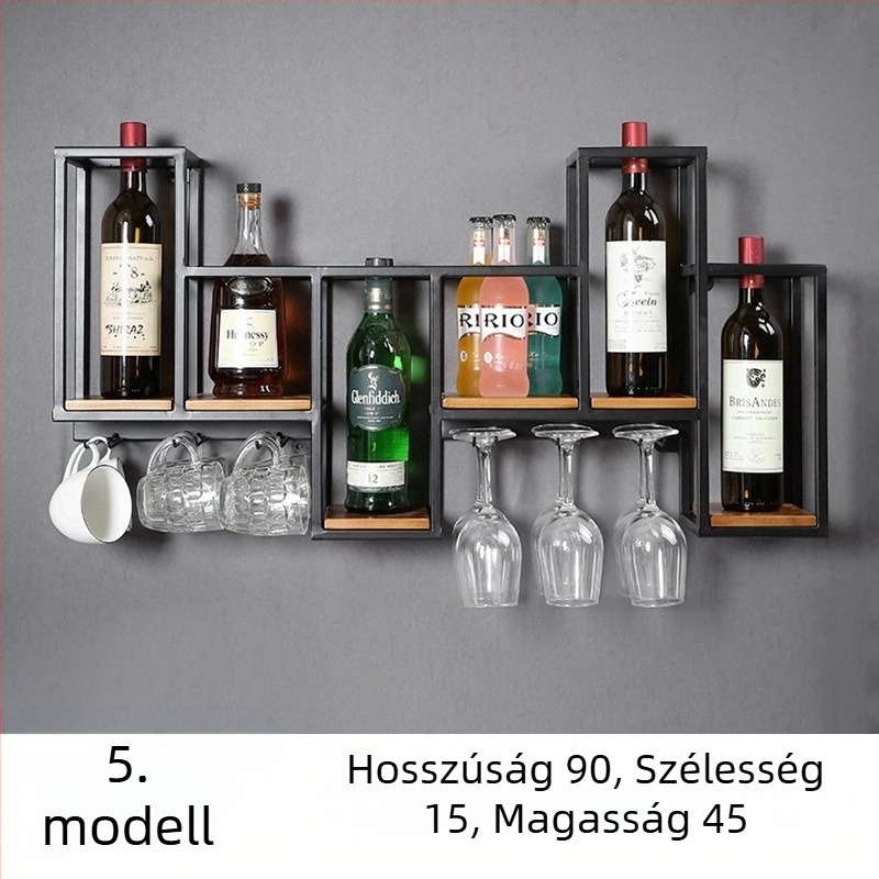 Európai stílusú kovácsoltvas tömörfa bortartó tároló állvány falra akasztható vörösbortartó kreatív éttermi dekoráció fali borszekrény borospohártartó