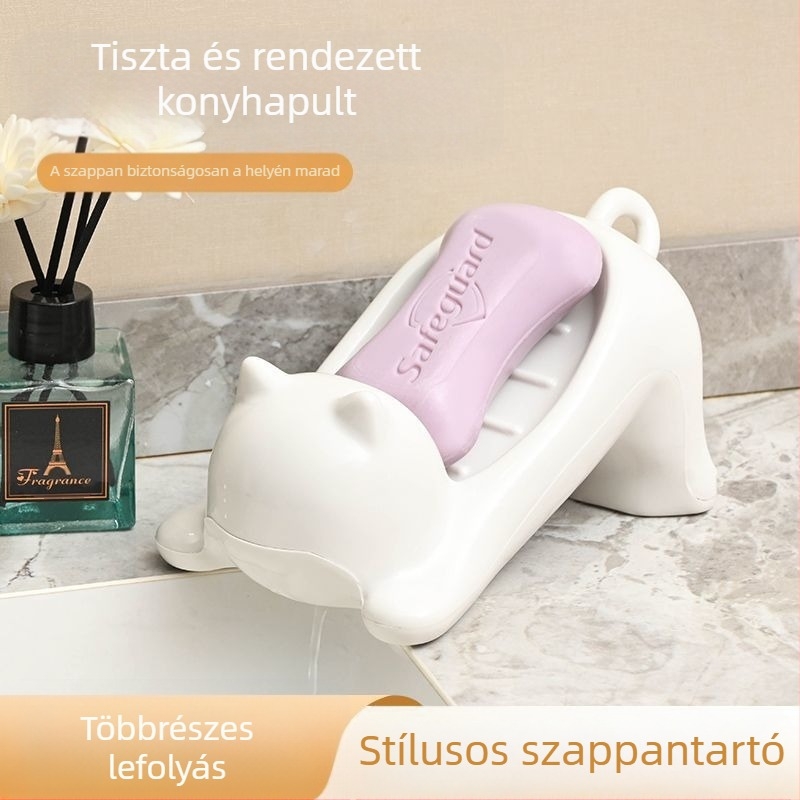 Határokon átnyúló különleges Meow Mi szappantartó Új kreatív háztartási szappantartó Dönthető lefolyó víz víz nélkül Nagy színértékű aranyos szappantartó