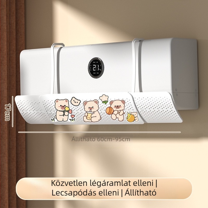 Behúzható, beszerelést nem igénylő klíma szélterelő Falra szerelhető klíma szélfüggöny Falra szerelhető univerzális, közvetlen sugárzás elleni szélterelő