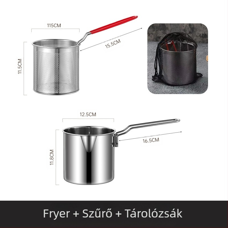 304 rozsdamentes acél serpenyő szűrővel, kereskedelmi sült nyársak, kis fazék konyhai multifunkciós, vastagított serpenyő határokon átnyúló használatra