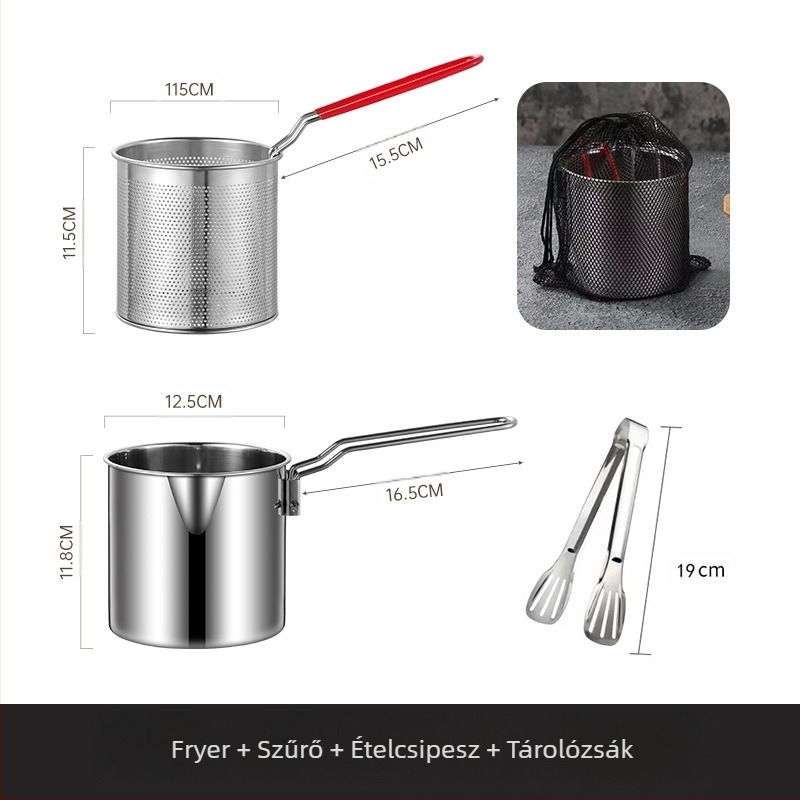 304 rozsdamentes acél serpenyő szűrővel, kereskedelmi sült nyársak, kis fazék konyhai multifunkciós, vastagított serpenyő határokon átnyúló használatra