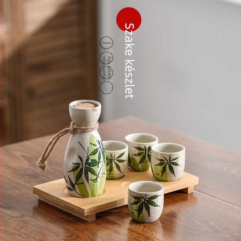 Izakaya italadagoló borkészlet, japán stílusú antik kerámia boroskanna, borospohár és szél, kézzel festett borkészlet