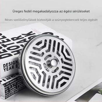 Rozsdamentes acél szúnyogfüstölő tányér fedéllel, forrázásgátló, tűzálló szúnyogriasztó, kreatív hamutekercs füstölők, sűrített szúnyogfüstölő doboz fedéllel, háztartási