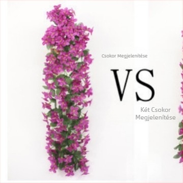 Esküvői lila fali dekoráció, utánzott virág rattan lakberendezés, hamis virágdekoráció, utánzott növény, hortenzia fali dekoráció, virág