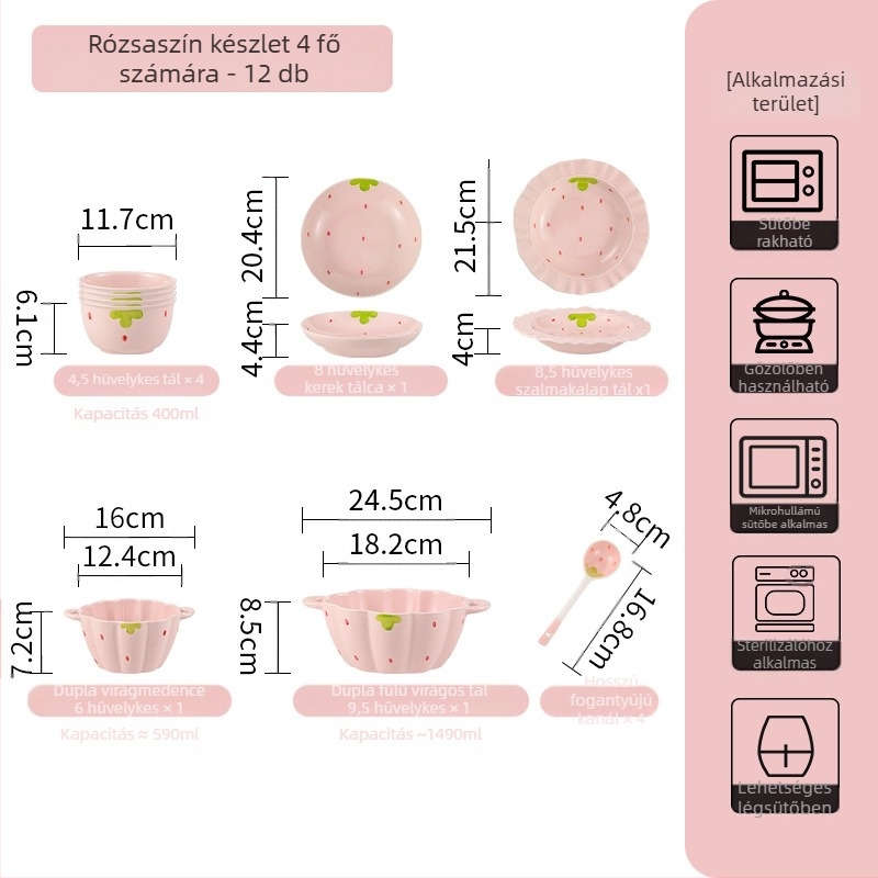 Epres ételek háztartási viselet aranyos étkészlet kreatív értékes tányér rizses ételek tálas viselet