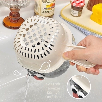 Mosogató lefolyó tárolóállvány Nyereg típusú, kétrétegű, kétrekeszes, medence akasztós kosár, tárolókosár, konyhai kellékek tárolóállvány