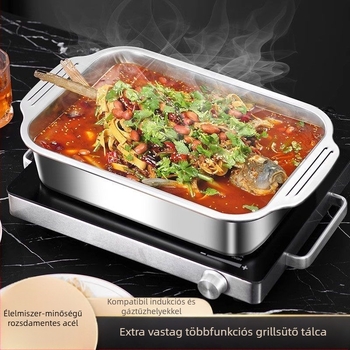 Rozsdamentes acél tálca, kereskedelmi téglalap alakú tányér, BBQ, grillezett hal, háztartási vas tányér, nagy méretű fedél, medence, extra nagy sütőlap