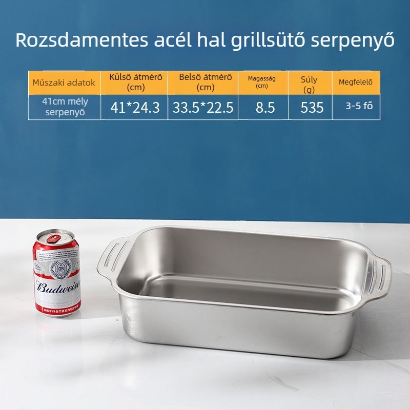 Rozsdamentes acél tálca, kereskedelmi téglalap alakú tányér, BBQ, grillezett hal, háztartási vas tányér, nagy méretű fedél, medence, extra nagy sütőlap