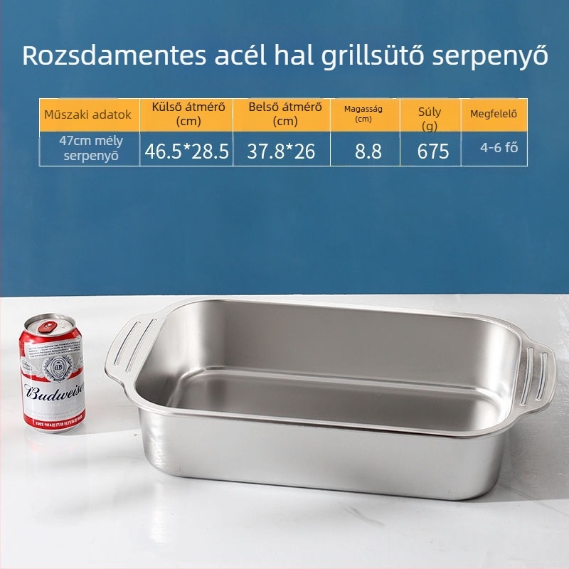 Rozsdamentes acél tálca, kereskedelmi téglalap alakú tányér, BBQ, grillezett hal, háztartási vas tányér, nagy méretű fedél, medence, extra nagy sütőlap