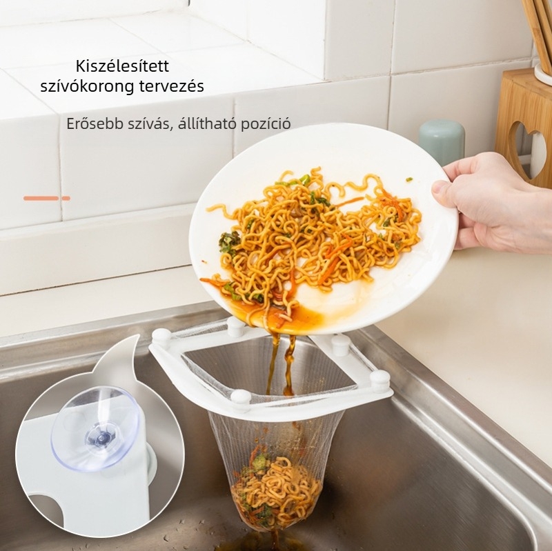 Konyhai mosogató önálló lefolyózsák eldobható maradék levesmaradék zsák szemeteszsák blokkolásgátló szűrőzsák