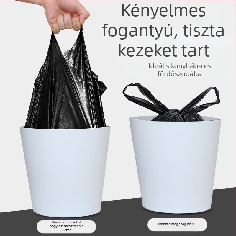 Raktáron ingyenes szállítás fekete vastagított háztartási konyhai gördülő ponttöréses hordozható mellény szemeteszsák gyári nagykereskedelem