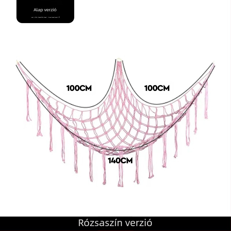 Játék függőágy hálózseb Kézzel szőtt hálózseb Plüss játék saroktároló függőágy fali zseb bojtos dekoratív hálózseb