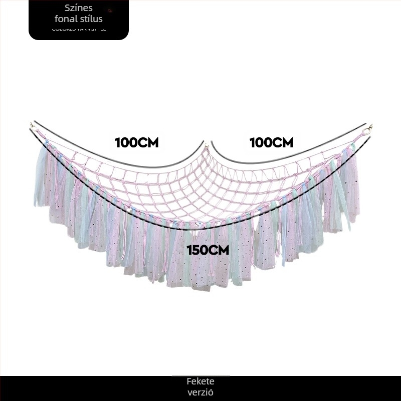 Játék függőágy hálózseb Kézzel szőtt hálózseb Plüss játék saroktároló függőágy fali zseb bojtos dekoratív hálózseb