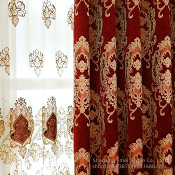 Tengerentúli raktárban, határokon átnyúló nagykereskedelmi, kiváló minőségű, európai villaklubból készült, vastagított zsenília jacquard függönyrobbanás