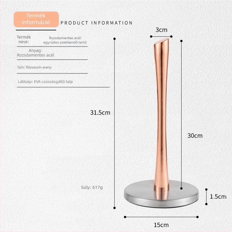Rozsdamentes acél konyhai papírtörlő tartó, függőleges papírtörlő tartó, tekercspapír tartó, folpack tartó, papírtörlő tároló állvány, többcélú