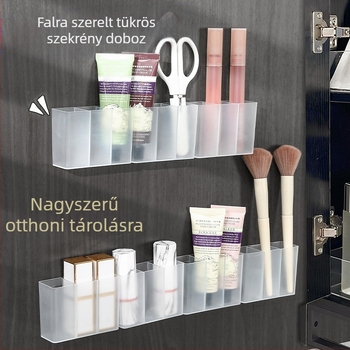 Falra szerelhető rácsos doboz matt lyukasztásmentes tárolódoboz kis szemöldökcsipesz olló szemöldökceruza ecset rúzs tároló állvány