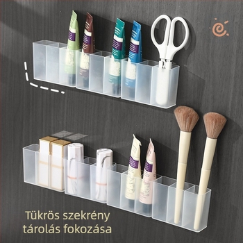 Falra szerelhető rácsos doboz matt lyukasztásmentes tárolódoboz kis szemöldökcsipesz olló szemöldökceruza ecset rúzs tároló állvány