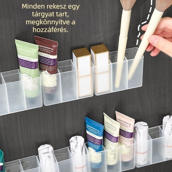 Falra szerelhető rácsos doboz matt lyukasztásmentes tárolódoboz kis szemöldökcsipesz olló szemöldökceruza ecset rúzs tároló állvány