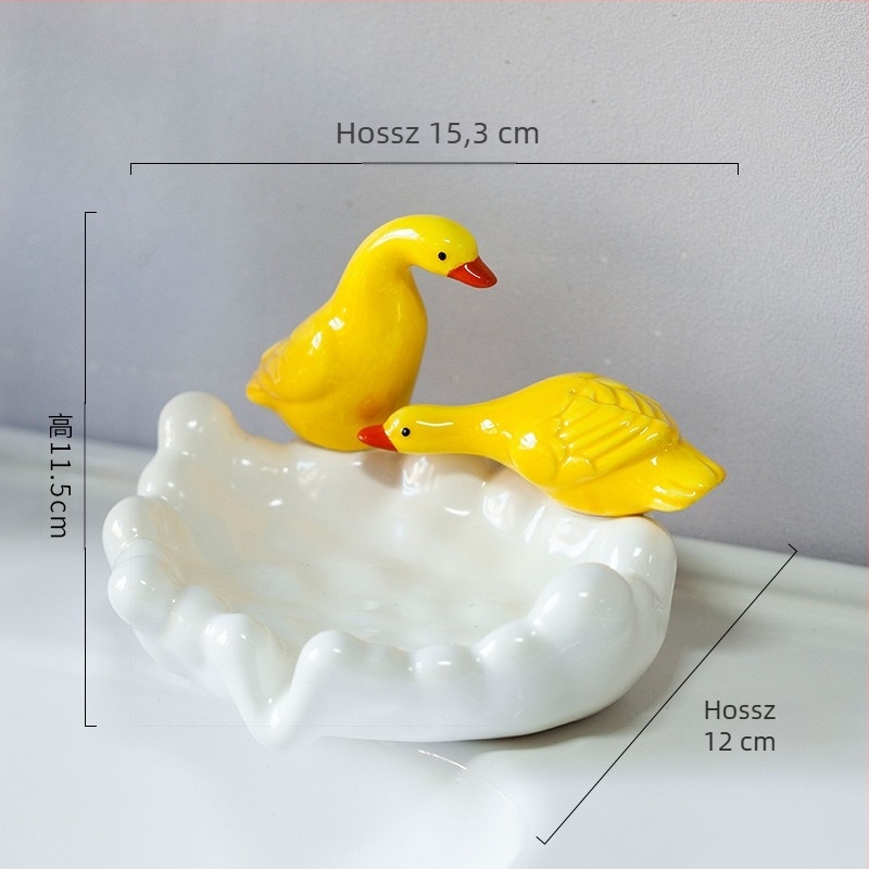 Kacsa szappantartó háztartási leeresztő lyukasztó nélküli tapadókorongos szappantartó mosdótároló kerámia kézműves díszek