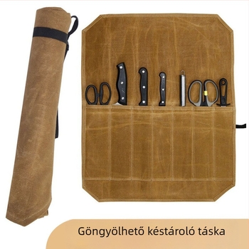 Nedves viaszos vászon késtároló táska szakács piknik kemping grill konyhai eszközök tároló táska szakácstáska tároló