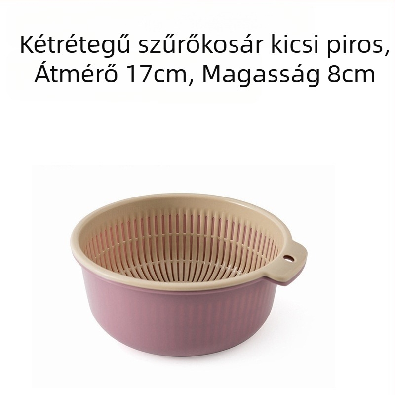 Vastagított csepegtető kosár, hat darabos készlet, kétrétegű műanyag zöldségmosó medence, többfunkciós konyhai csepegtető kosár, háztartási gyümölcskosár
